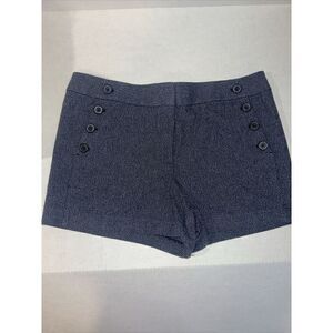LOFT Button-Front Sailor Style Rivera Blue Tweed Shorts Size 14‎